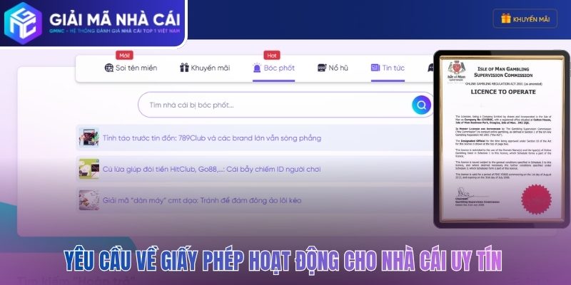 Yêu cầu về giấy phép hoạt động hợp lệ cho nhà cái uy tín